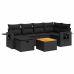 Set de sofás de jardín 7 pzas con cojines ratán sintético negro