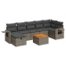 Set de sofás de jardín y cojines 8 piezas ratán sintético gris