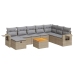 Set de sofás de jardín con cojines 9 pzas ratán sintético beige