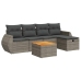 Set de muebles de jardín 6 pzas y cojines ratán sintético gris