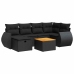 Set de sofás de jardín 7 pzas con cojines ratán sintético negro
