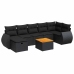 Set de sofás de jardín y cojines 8 piezas ratán sintético negro
