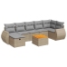 Set de sofás de jardín y cojines 8 piezas ratán sintético beige
