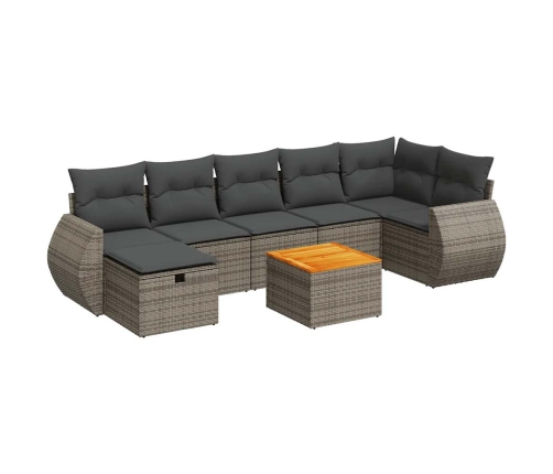 Set de sofás de jardín y cojines 8 piezas ratán sintético gris