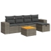 Set de muebles de jardín 6 pzas y cojines ratán sintético gris