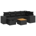 Set de sofás de jardín 7 pzas con cojines ratán sintético negro