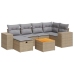 Set sofás de jardín 7 piezas y cojines ratán sintético beige