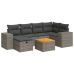 Set de sofás de jardín 7 pzas con cojines ratán sintético gris