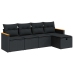 Set de muebles de jardín 5 pzas y cojines ratán sintético negro