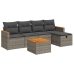 Set de muebles de jardín 6 pzas y cojines ratán sintético gris