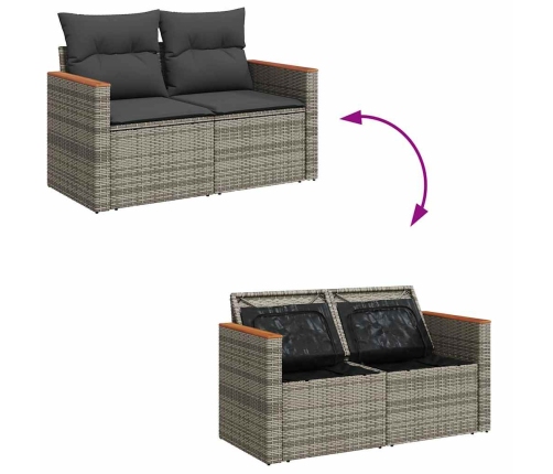 Set de muebles de jardín 6 pzas y cojines ratán sintético gris