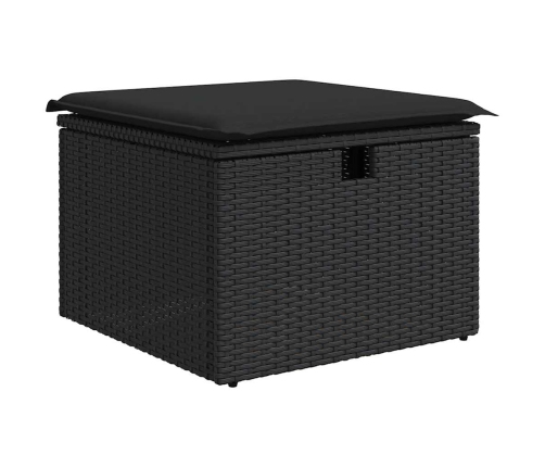Set de sofás de jardín 7 pzas con cojines ratán sintético negro