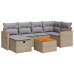 Set sofás de jardín 7 piezas y cojines ratán sintético beige