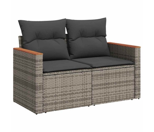 Set de sofás de jardín 7 pzas con cojines ratán sintético gris