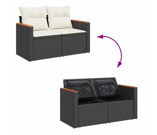 Set de sofás de jardín 7 pzas con cojines ratán sintético negro