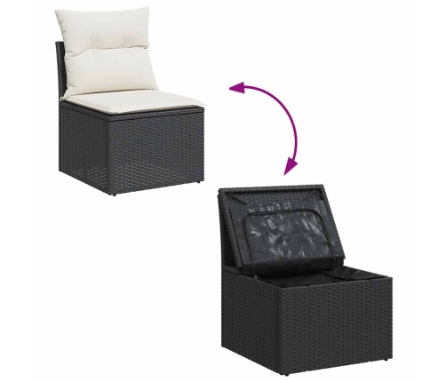 Set de sofás de jardín 7 pzas con cojines ratán sintético negro