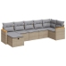 Set sofás de jardín 7 piezas y cojines ratán sintético beige