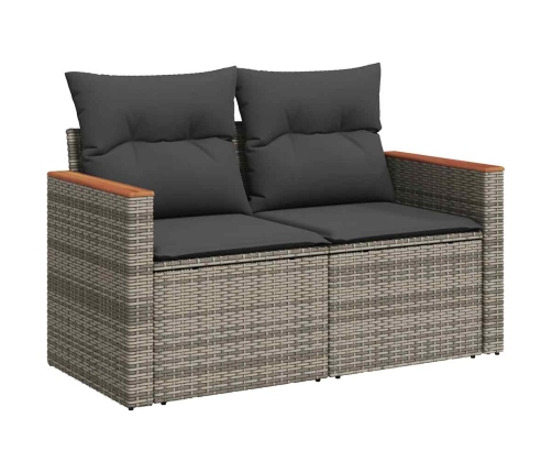 Set de sofás de jardín 7 pzas con cojines ratán sintético gris