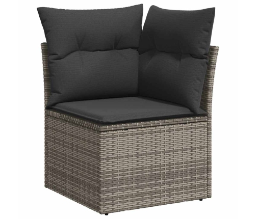 Set de sofás de jardín 7 pzas con cojines ratán sintético gris