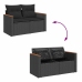 Set de sofás de jardín y cojines 8 piezas ratán sintético negro