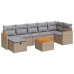 Set de sofás de jardín y cojines 8 piezas ratán sintético beige