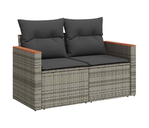 Set de sofás de jardín y cojines 8 piezas ratán sintético gris
