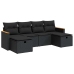 Set de sofás de jardín 6 piezas y cojines ratán sintético negro