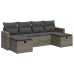Set de muebles de jardín 6 pzas y cojines ratán sintético gris