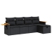 Set de muebles de jardín 5 pzas y cojines ratán sintético negro