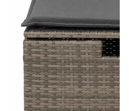 Set de muebles de jardín 6 pzas y cojines ratán sintético gris