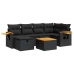 Set de sofás de jardín 7 pzas con cojines ratán sintético negro