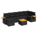 Set de sofás de jardín y cojines 8 piezas ratán sintético negro