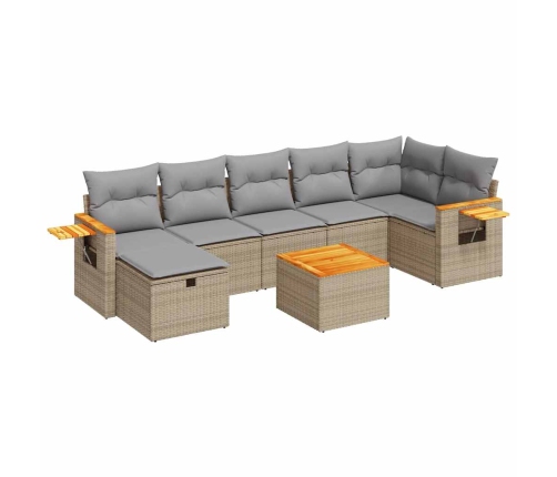 Set de sofás de jardín y cojines 8 piezas ratán sintético beige