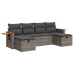 Set de muebles de jardín 6 pzas y cojines ratán sintético gris