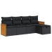 Set de muebles de jardín 5 pzas y cojines ratán sintético negro