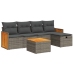 Set de muebles de jardín 6 pzas y cojines ratán sintético gris