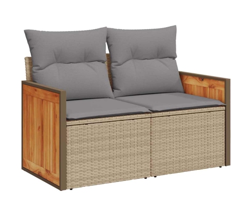 Set sofás de jardín 7 piezas y cojines ratán sintético beige