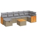 Set de sofás de jardín y cojines 8 piezas ratán sintético beige