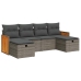 Set de muebles de jardín 6 pzas y cojines ratán sintético gris