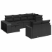 Set de sofás de jardín y cojines 10 pzas ratán sintético negro