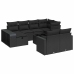 Set de sofás de jardín 11 pzas y cojines ratán sintético negro