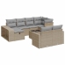 Set de sofás de jardín 11pzas con cojines ratán sintético beige