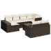 Set de sofás de jardín 11 pzas cojines ratán sintético marrón
