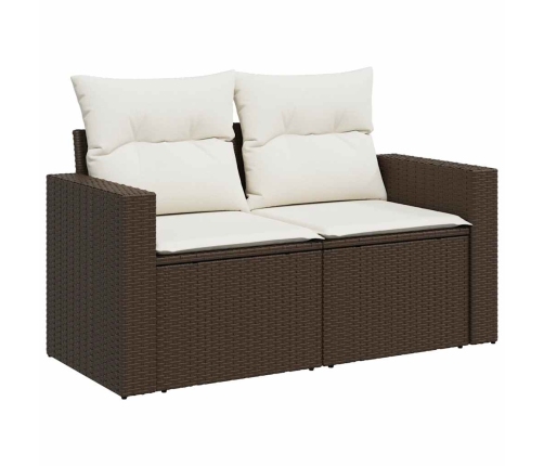 Set de sofás de jardín 11 pzas cojines ratán sintético marrón