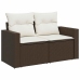 Set de sofás de jardín 11 pzas cojines ratán sintético marrón