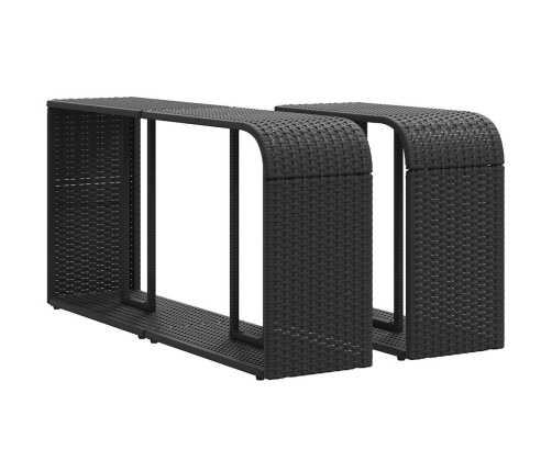 Set de sofás de jardín 11 pzas y cojines ratán sintético negro
