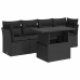 Set de muebles de jardín 5 pzas y cojines ratán sintético negro