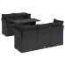 Set de sofás de jardín 6 piezas y cojines ratán sintético negro
