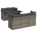 Set de muebles de jardín 6 pzas y cojines ratán sintético gris