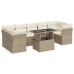 Set de sofás de jardín y cojines 8 piezas ratán sintético beige